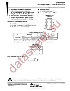 SN74HC02QPWRQ1 datasheet  